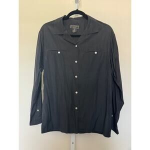 VTG Bogari Silk Blend Button Down Shirt Womens M Black Tailored Classic